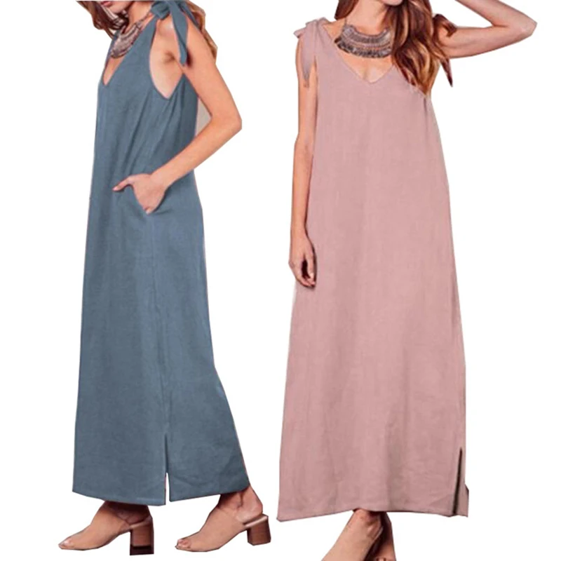 Женские вечерние платья летние сарафаны с разрезом модные мешковатые Макси