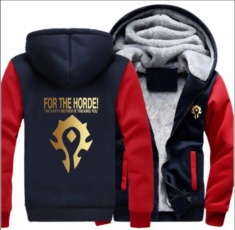 JOSALEM Horde Winter Warm Jacket Men 2018 World Of Warcraft Fleece Mens Hooded Sweatshirts Dota2 Man Thicken Hoody Coats | Мужская