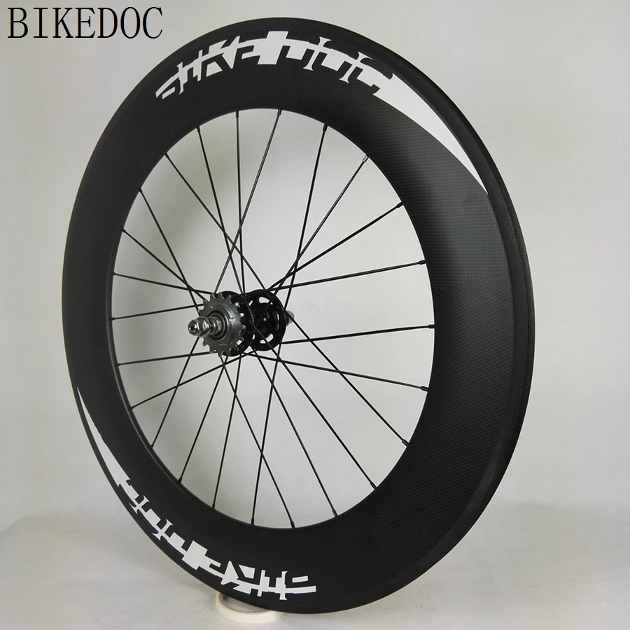BIKEDOC 700C карбоновые колеса 88 мм фиксированные Шестерни колеса трубчатая труба из углеродистого волокна 3 K углеродный след колеса Быстрая колеса штырь