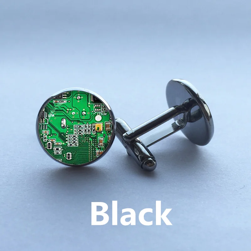Запонки для рубашки 1 пара запонки компьютерной печатной платы запонок с зеленой