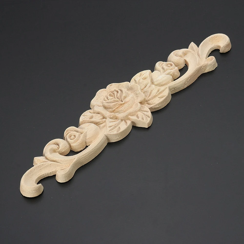 Vintage Unpainted Wood Carved Corner Onlay Applique Frame For Home Furniture Wall Cabinet Door Decor Craft | Дом и сад