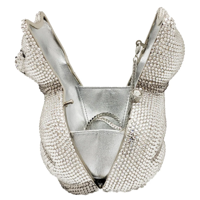 

XIYUAN Cat Shape Gold Crystal Clutch Purse Evening Bags Clutches Women Metal Dinner Handbags Fashion Ladies Mini Shoulder Bag