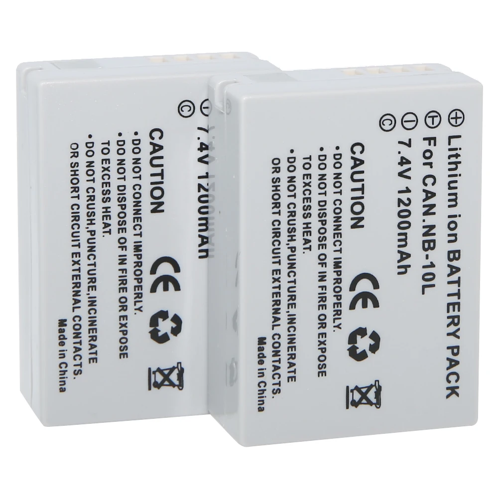 

Hot 2Pc 1200mAh 7.4V NB-10L batteries NB 10L Camera Battery for Canon SX40 HS SX40HS SX50 HS SX50HS G1 X G1X G15 G16 SX60 HS G3X