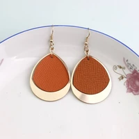 zwpon 2019 fashion clemence genuine leather teardrop earrings for women trendy cutout water drop earrings jewelry wholesale