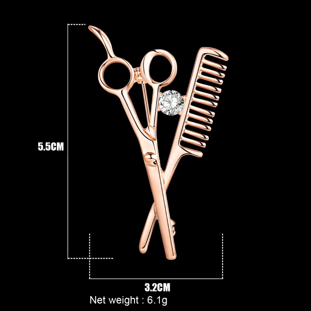 Bonsny Scissors Comb Brooches For Women Girl Brooch Pin Collar Suit Scarf Decoration New Fashion Jewelry Accessories | Украшения и