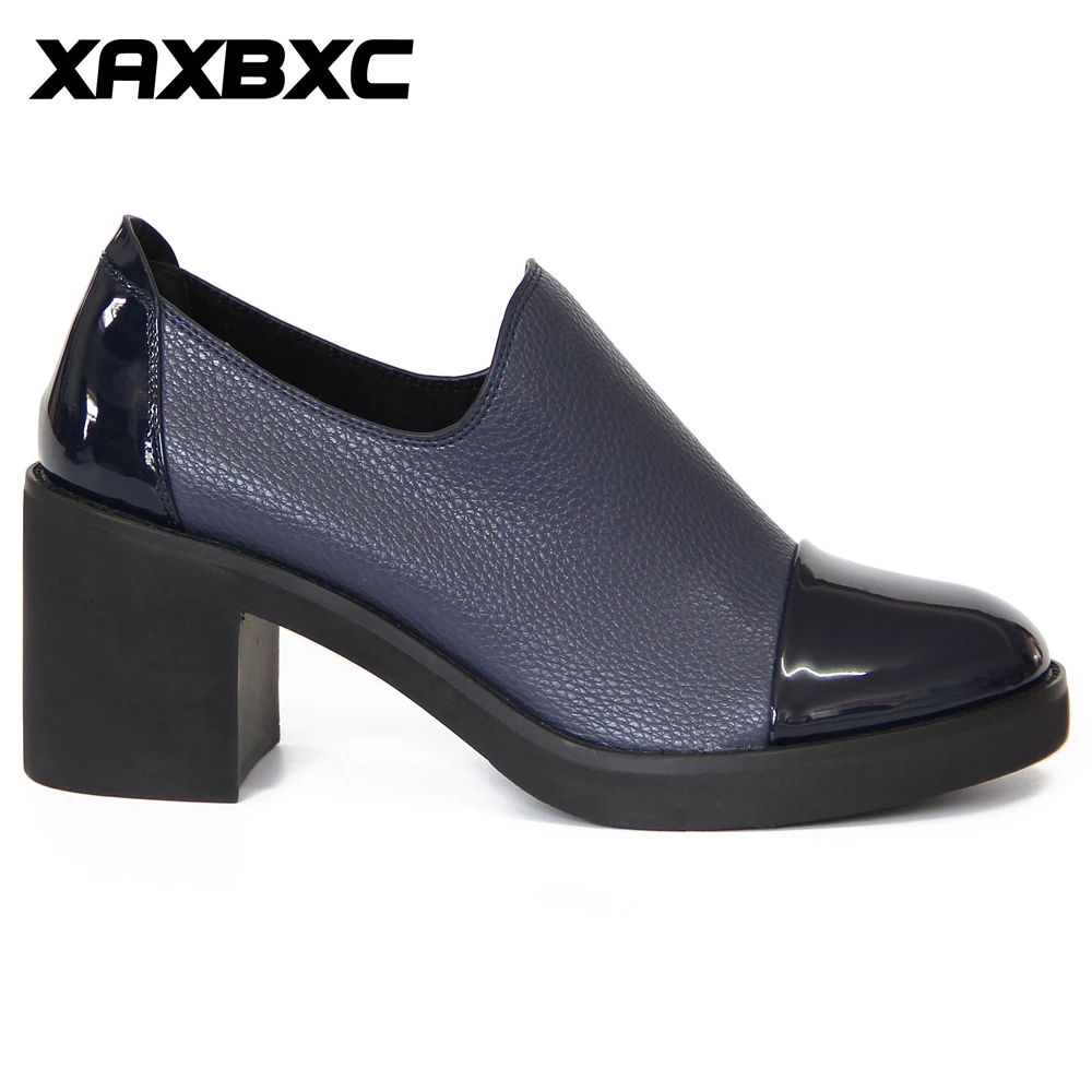 Женские Кожаные броги в британском стиле XAXBXC ретро туфли-оксфорды на высоком