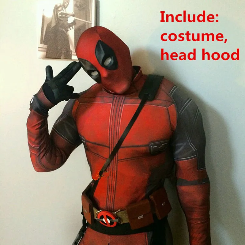 С героями комиксов Марвел, костюм для Хэллоуина лайкра спандекс Deadpool костюмы для всего тела костюм для косплей ролей Дэдпул, способный преодолевать Броды для взрослых - Цвет: Бежевый