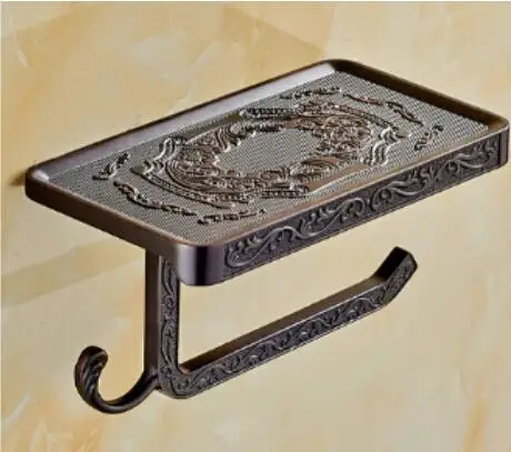 Wholesale And Retail Antique Carving Toilet Paper Roll Holder Rack with Phone Shelf Wall Mounted hook | Обустройство дома