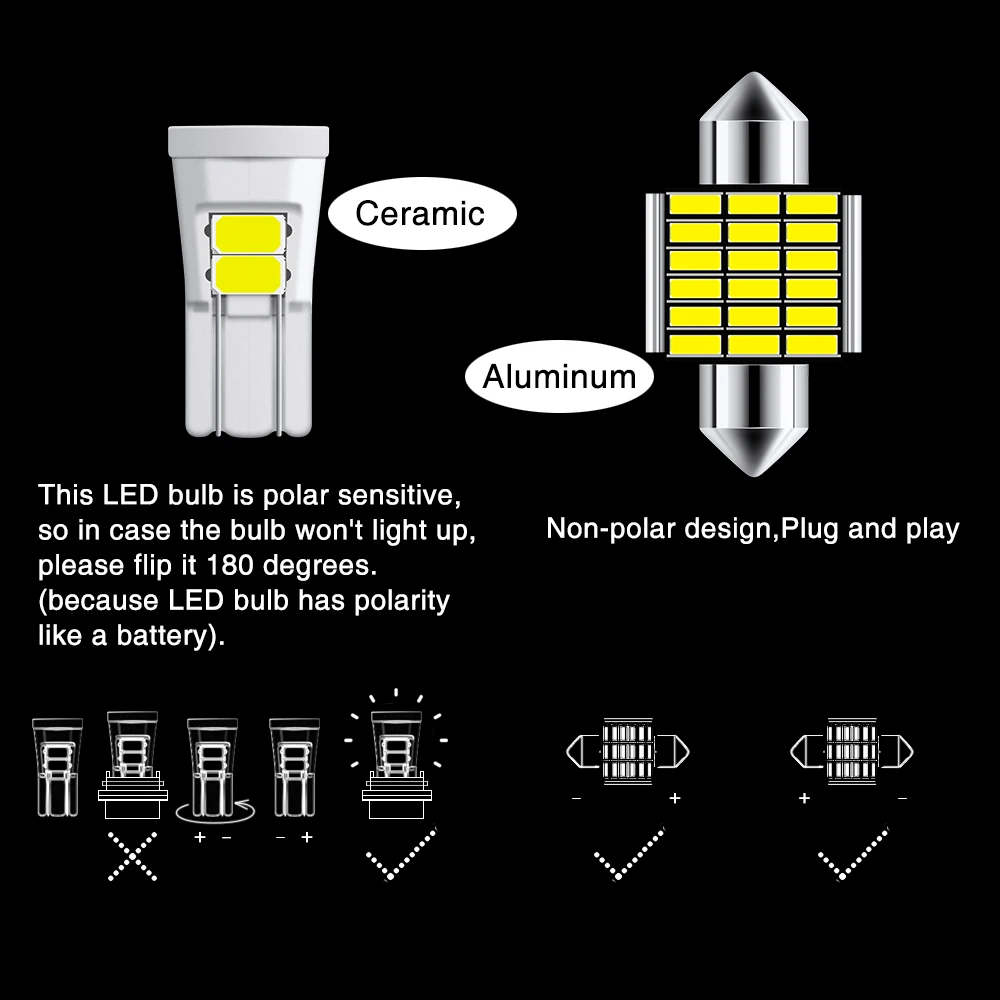 Комплект карта Потолочные плафоны двери номерной знак лампы посылка белый 6000K 12V