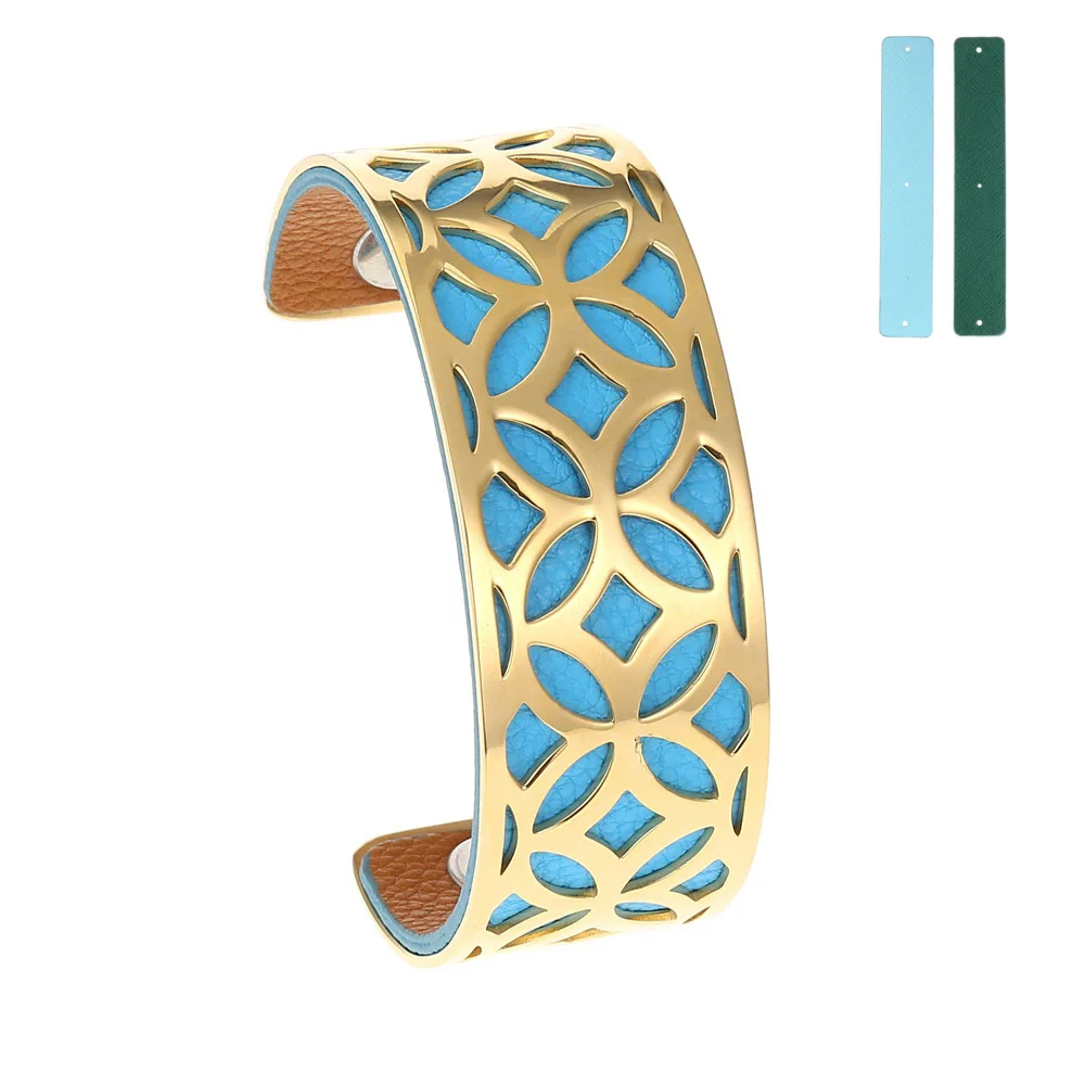Light blue Кремо браслеты Femme Bijoux Браслеты из нержавеющей стали золотые итерпеременчивые Реверсивные кожаные любовные Браслеты-манжеты Pulseiras - Окраска металла: Light blue