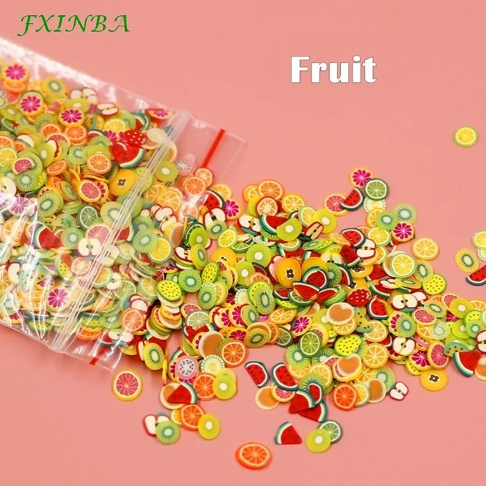 Fruit Fxinba 1000 шт./упак. мини фимо фрукты Ломтики для поставки слаймов/ногти Нейл Арта, полимерная глина, Шлама Игрушки Лизун "сделай сам" - Цвет: Fruit