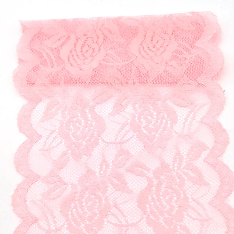 Pink 2 ярда Высокое качество красивое белое кружево, лента, тесьма 150 мм кружевная отделка DIY вышитые для шитья украшения африканская кружевная ткань - Цвет: Pink