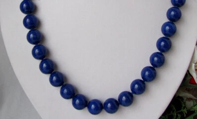

huij 004239 14mm round blue nature lapis lazuli necklace