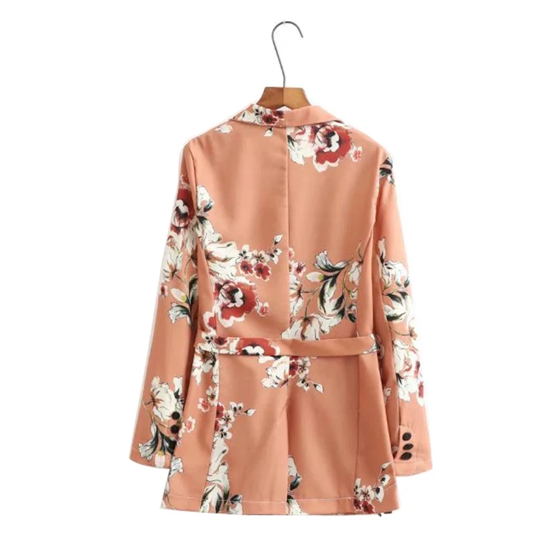Осенний блейзер с зубчатым воротником женский цветочный винтажный Блейзер