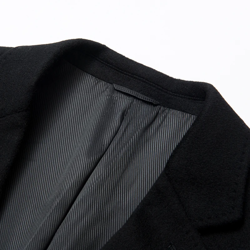 Высококачественный тренчкот из 90% шерсти мужская брендовая одежда черная