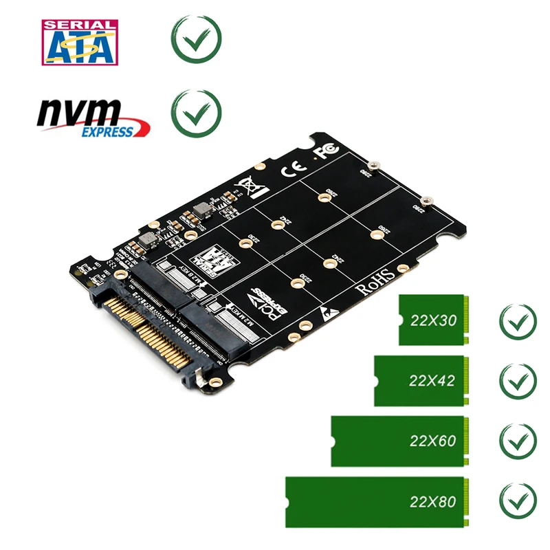 Адаптер M.2 SSD в U.2 адаптер 2в1 NVMe и SATA-Bus NGFF PCI-e для PCIe M2 конвертер настольных