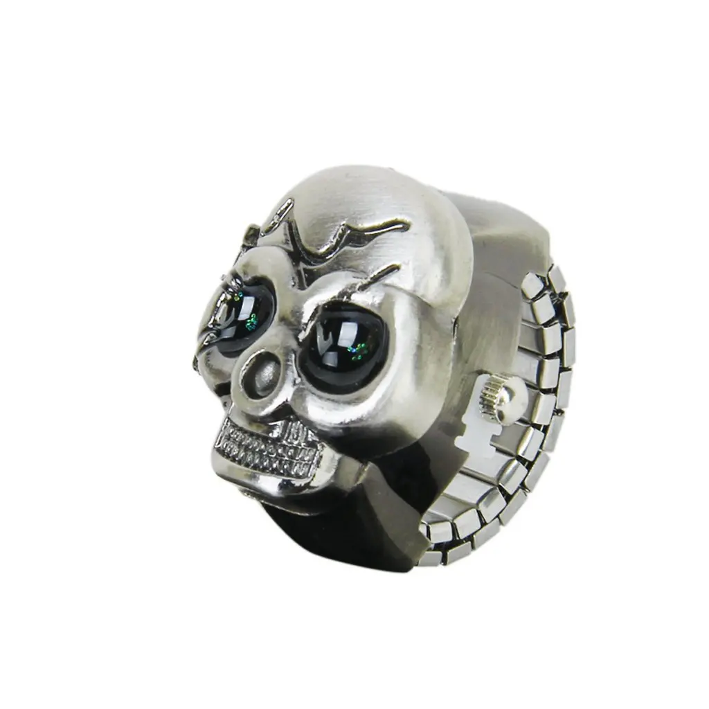 YCYS-Bronze Flip-Up Skull Cover Finger Ring Watch Stretchy Watchband | Наручные часы