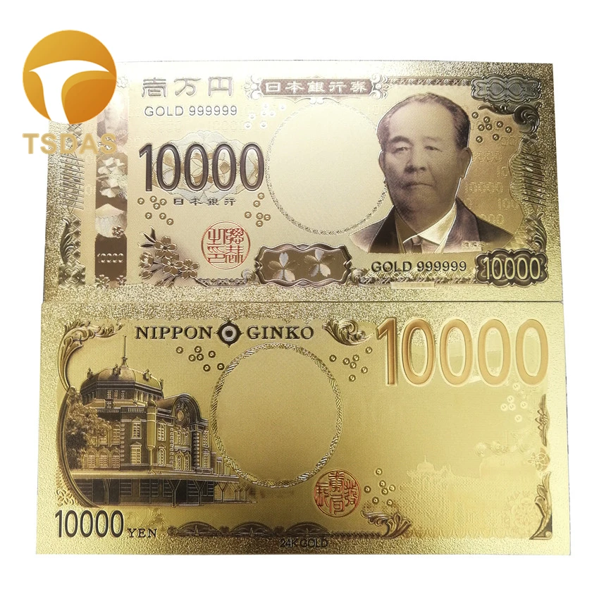 Коллекционные золотые фольгированные банкноты 10 шт./лот японские 10000 Йен 24K 999 с