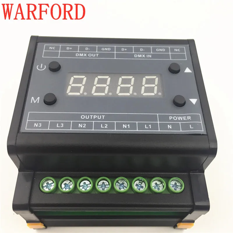 DMX302 led DMX triac регулятор яркости контроллер AC90V 240V выход 3 канала 1A/CH высоковольтный