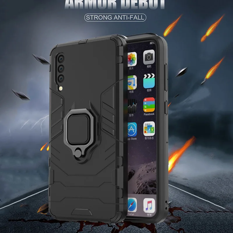 Armor Ring Case For Samsung Galaxy A50 case Magnetic Car Hold Shockproof Soft Bumper Cover A40 A30 A70 A10 A80 | Мобильные телефоны