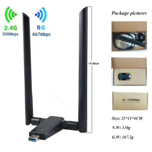 Беспроводной USB 3,0 Wi-Fi адаптер антенны 1200 Мбит/с Диапазон AC1200 двухдиапазонный usb-адаптер Беспроводной адаптер 3C20