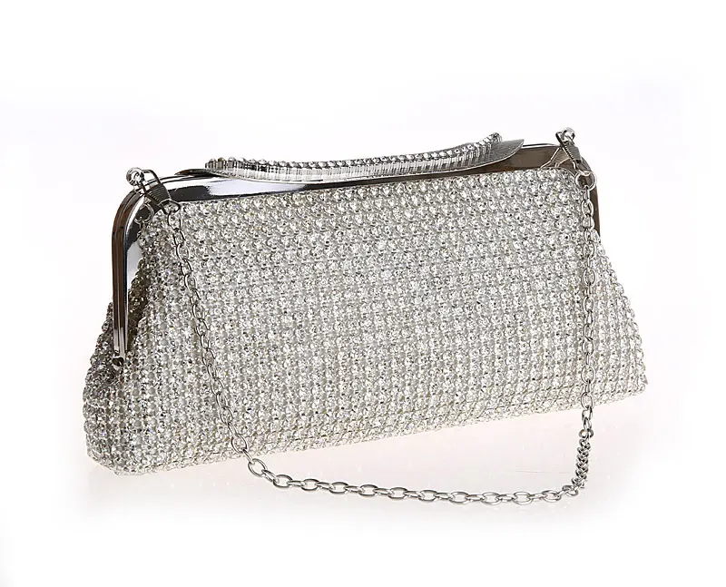 2016 Высококачественная Серебристая женская сумка со стразами для свадьбы