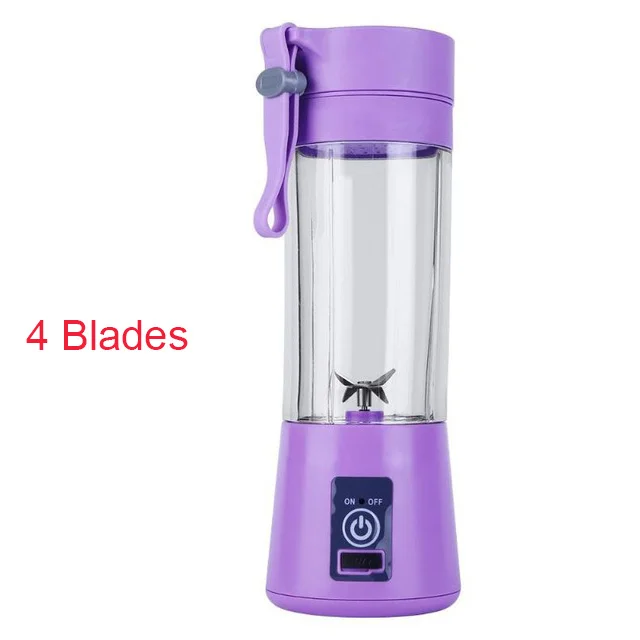 4 Blades Purple 380 мл 4/6 лезвия Handhels USB соковыжималка бутылка портативная электрическая соковыжималка для фруктов и лимона блендер соковыжималка расширитель машина Прямая поставка - Цвет: 4 Blades Purple