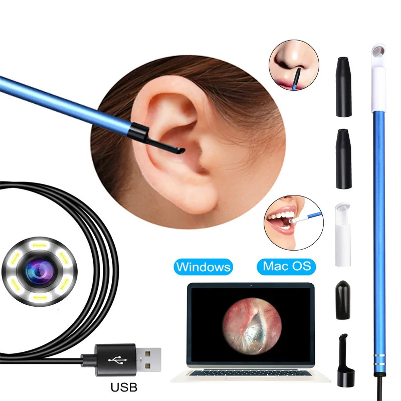Wi Fi визуальный ушной очистки ложка Otoscope медицинский нос эндоскоп 5 мм Android Iphone