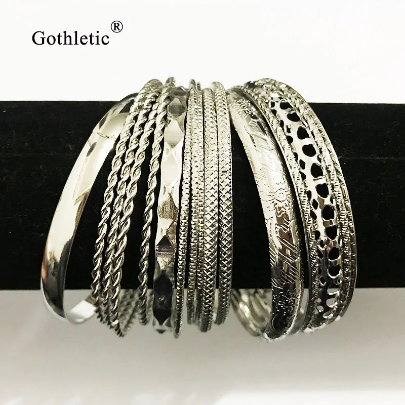 Gothletic 10 19 шт./компл. цветной многослойный браслет в индийском стиле золотого цвета