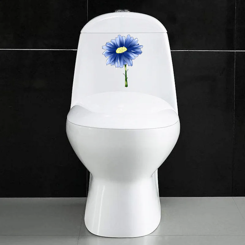 YOJA 16.6*21.2CM Blue Daisy Cartoon Wall Stickers For Kids Rooms Fashion Toilet Seat T1-0511 | Дом и сад