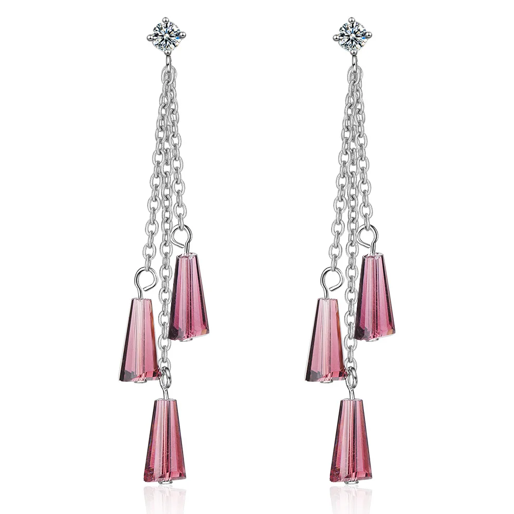 Модные высококачественные женские серьги-гвоздики с кристаллами из стерлингового серебра 925 пробы, оригинальные ювелирные изделия, Прямая ...