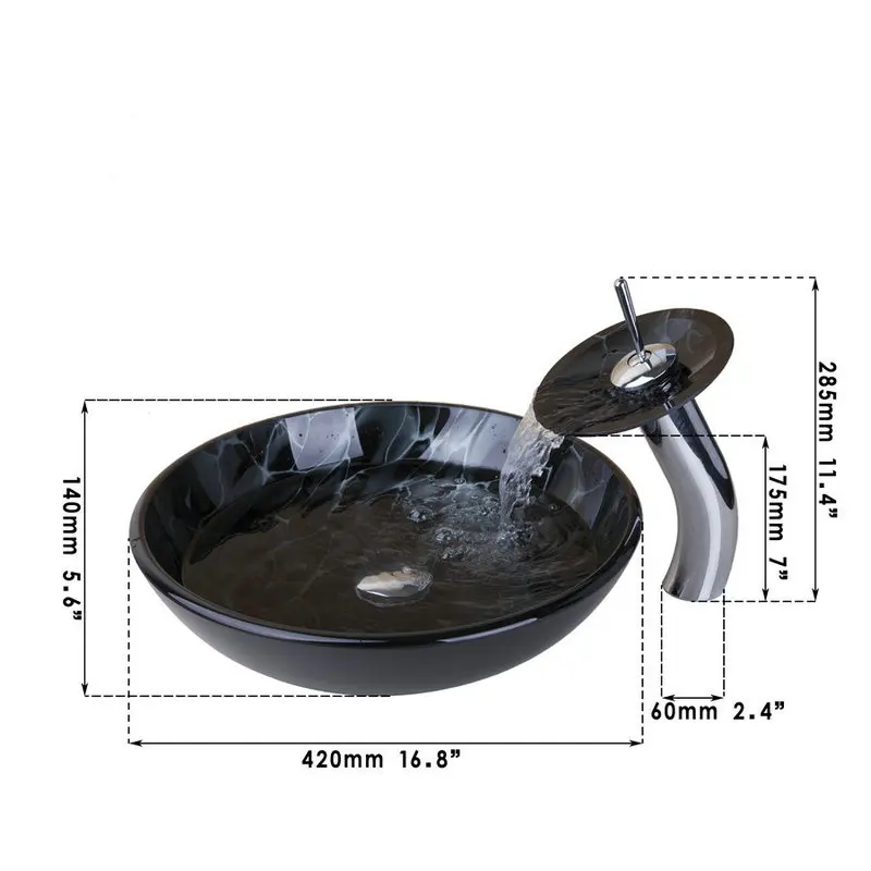 Монит черная ручная роспись художественная раковина умывальника счетчик