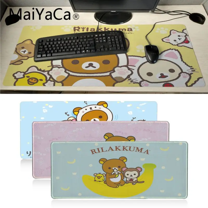 

MaiYaCa Hot Sales Cute rilakkuma eat food Rubber Mouse Durable Desktop Mousepad Free Shipping Large Mouse Pad Keyboards Mat