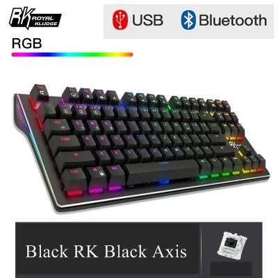 Коричневый Royal Kludge RK G87 двойной режим Bluetooth беспроводной/USB Проводная RGB подсветка перезаряжаемая Механическая игровая клавиатура RK Axis - Цвет: Коричневый