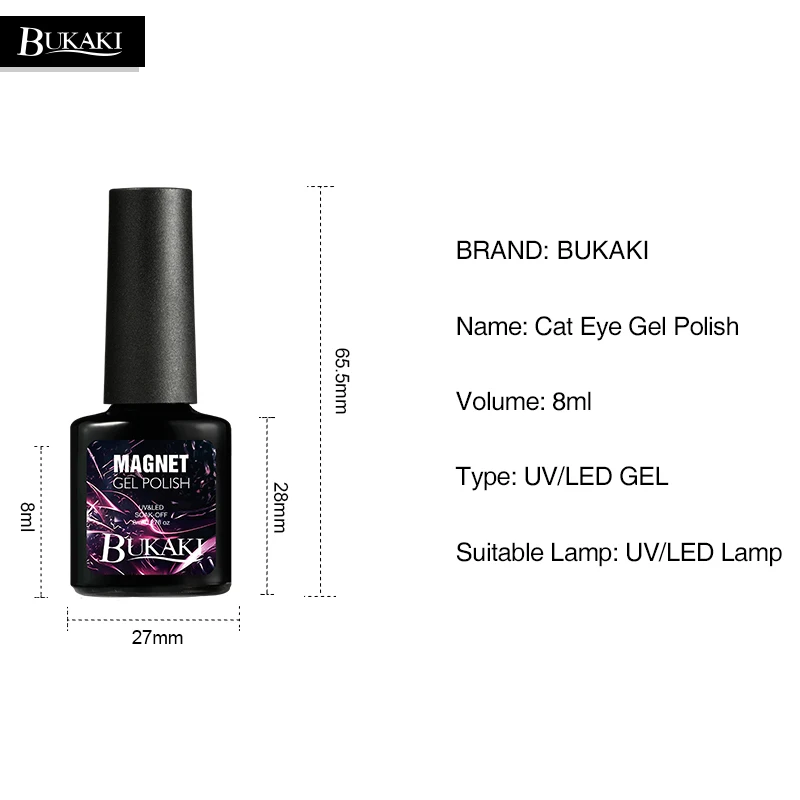 BUKAKI Red Flame 3D кошачий глаз УФ Гель лак Блестящий Магнитный отмачиваемый лампа клей