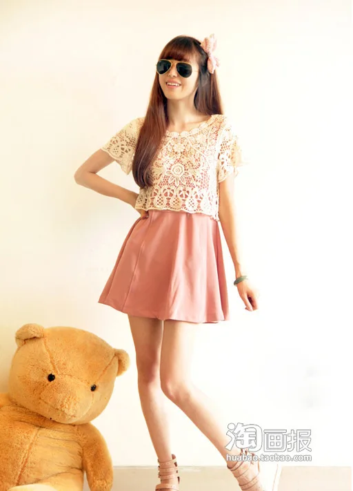 Новинка Модный женский хлопковый ажурный свитер с коротким рукавом вязанный