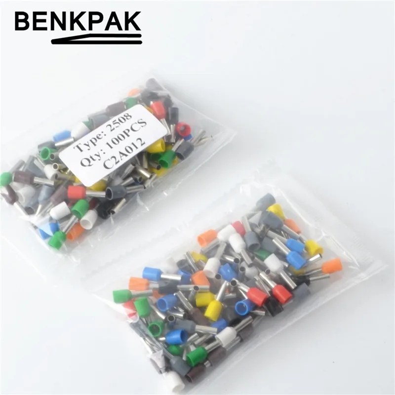 100 шт. E2508 14 AWG 2 5 мм2 Изолированный Концевой Зажим для кабеля|wire ferrules|insulated cord endend