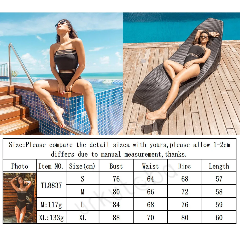 Женский цельный купальник без бретелек бандажный сексуальный пуш-ап с