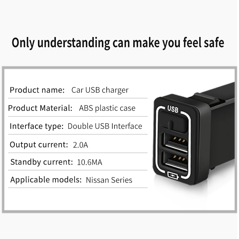 Автомобильное USB зарядное устройство Быстрая зарядка 2.0A 220 В 2 порта USB2.0 для iphone Micro usb type C Зарядка для телефона Nissan Все модели универсальные
