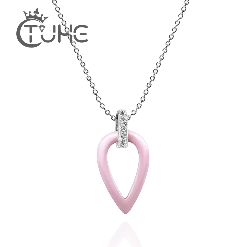 Новая мода Простой Стиль Розовое керамическое ожерелье ювелирные изделия полые