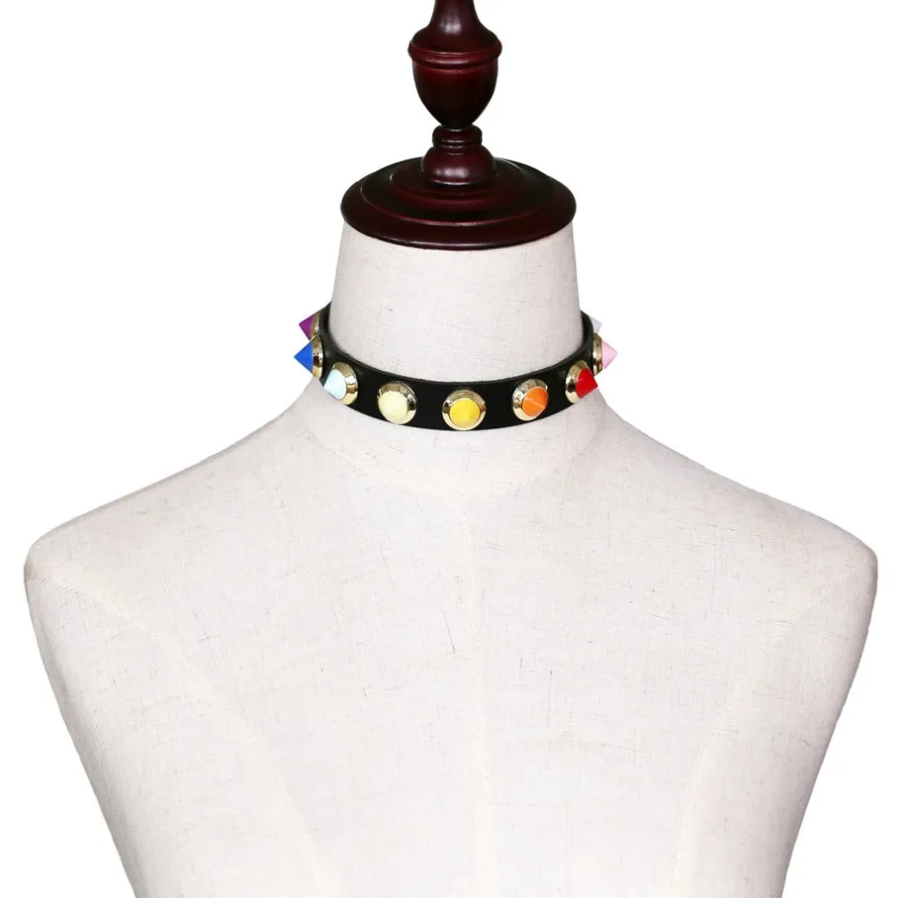 Ожерелье чокер с заклепками карамельных цветов в этническом стиле|choker necklace|colorful