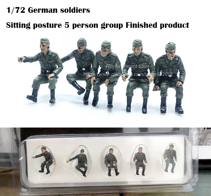 

1/72 German soldiers Sitting posture 5 person group Finished product Military Scene Collocation Model