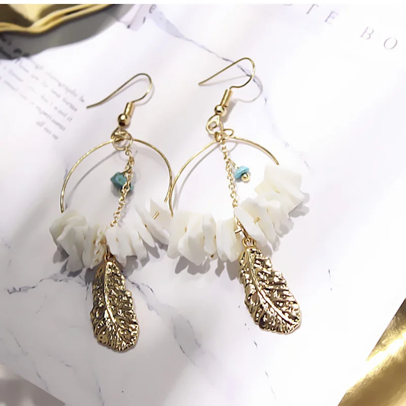 2018 Новая мода море Стиль заявление Серьги сплав лист круг Pendientes Винтаж