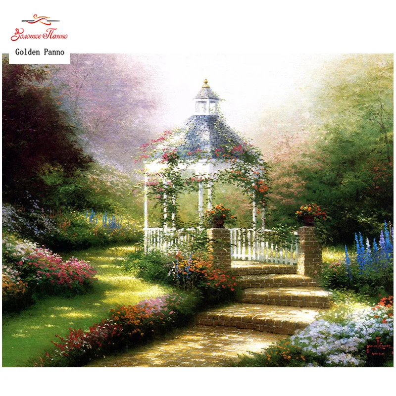 

Golden Panno DIY DMC 14CT 11CT DMC hand made cross stitch kits Needlework embroidery wall decoration House landscape 0624