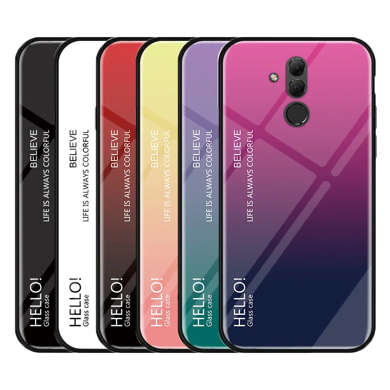 Mate 20 чехол Роскошный градиент закаленное стекло задняя крышка для huawei mate Lite Pro