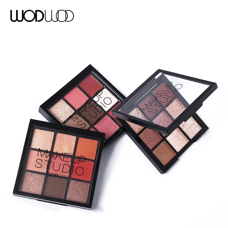 WODWOD Make Up Pallete 9 цветов Палитра теней для век Матовая мерцающая пудра Красные Тени для век Блеск водостойкая косметика