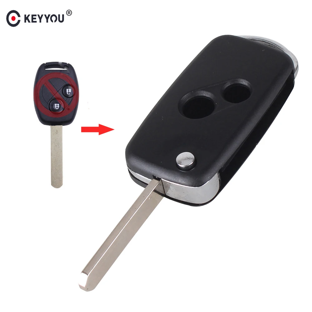 KEYYOU Modified 2 Buttons Replacement Flip Folding Remote Fob Case Cover Car Key Shell For Honda Accord CR-V Civic Pilot Odyssey |