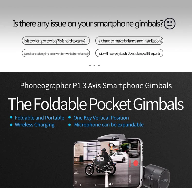 BENRO P1 3 оси смартфон Gimbals стабилизатор P1 ручной Gimbal стабилизатор для Gopro iPhone huawei XiaoMi
