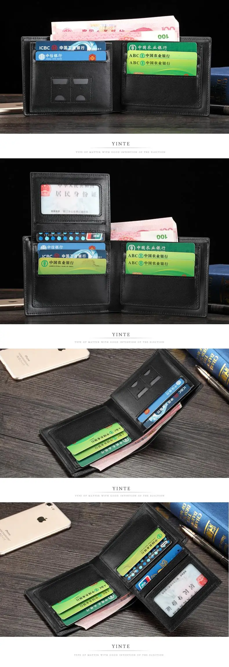 YINTE, новинка, кожаный мужской кошелек, Passcase, кошелек для хипстеров, держатель для кассовых чеков, мужской короткий кошелек, портфель, T8838C