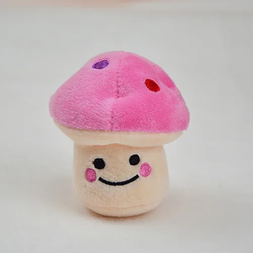 pink mushroom Игрушки для собак для маленьких собак жевательная игрушка-пищалка для щенков скрипучий плюшевый звук милые фрукты и овощи дизайны игрушки товары для животных-15 видов стилей - Цвет: pink mushroom